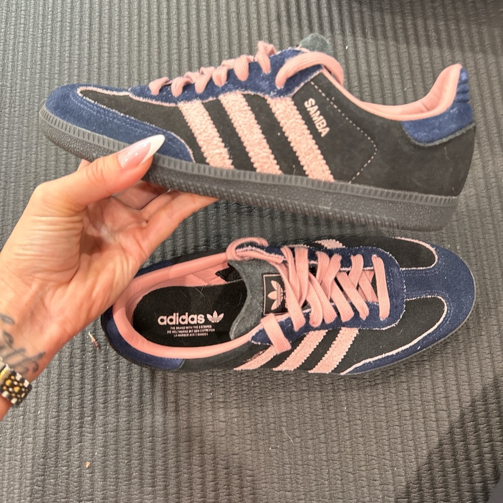 adidas Samba Women’s Navy and Pink Suede Sneakers